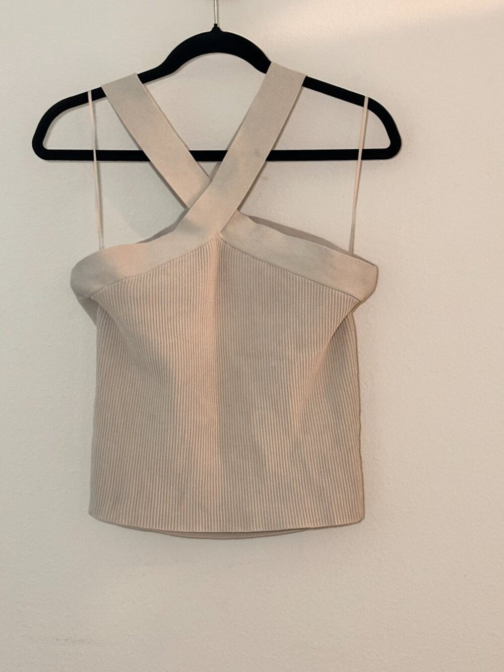 Aritzia Babaton Cross Neck Halter Knit Crop Top